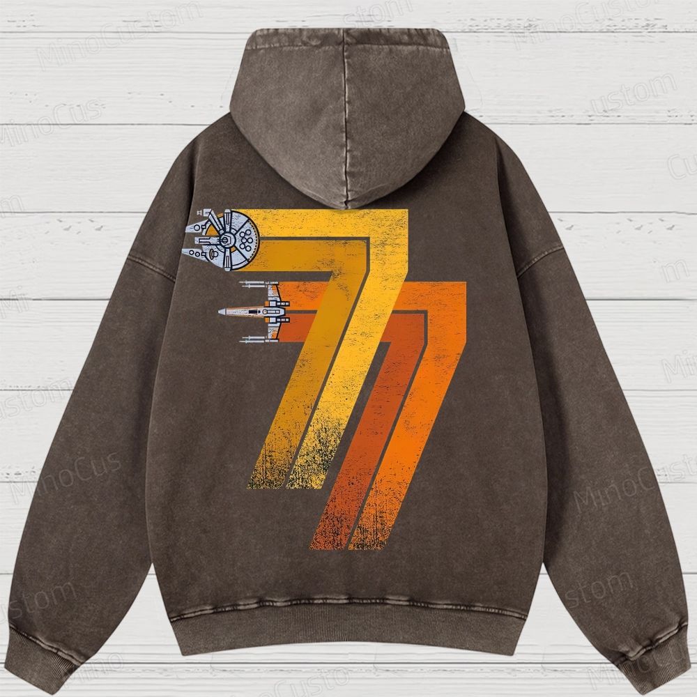 1977 Retro -X-WingFighter  Washed Hoodies 