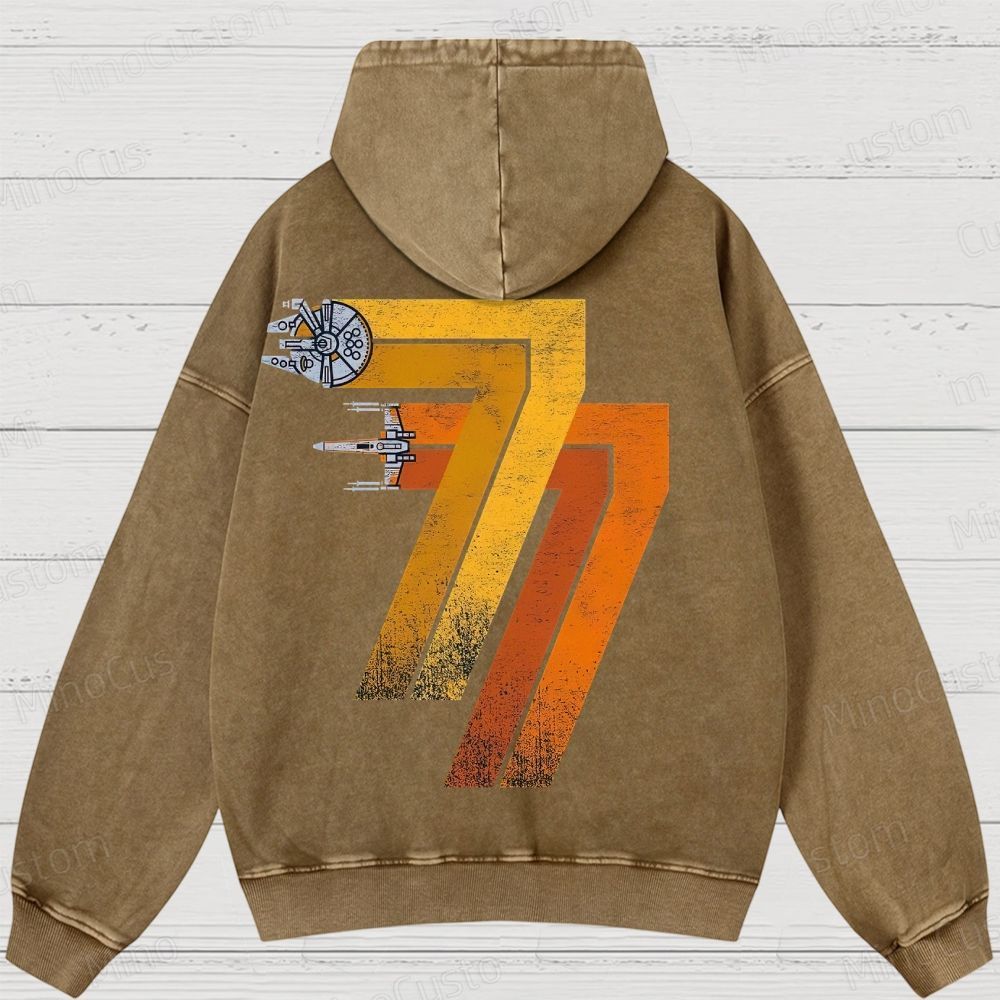 1977 Retro -X-WingFighter  Washed Hoodies 