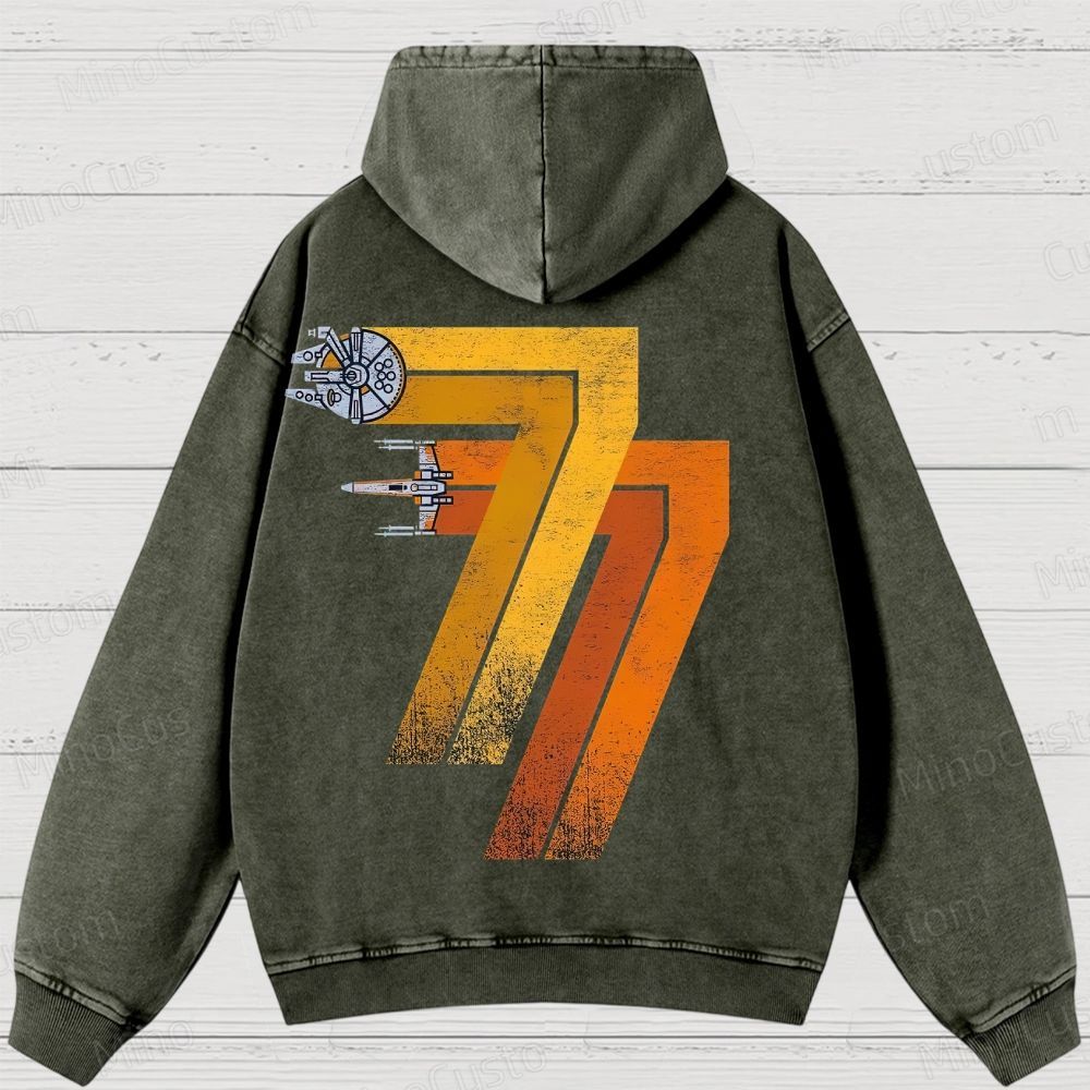 1977 Retro -X-WingFighter  Washed Hoodies 