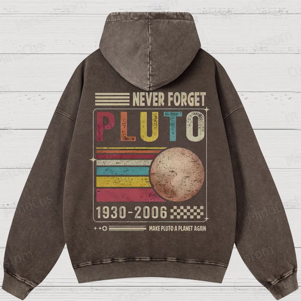 Never Forget Pluto Washed Hoodies 