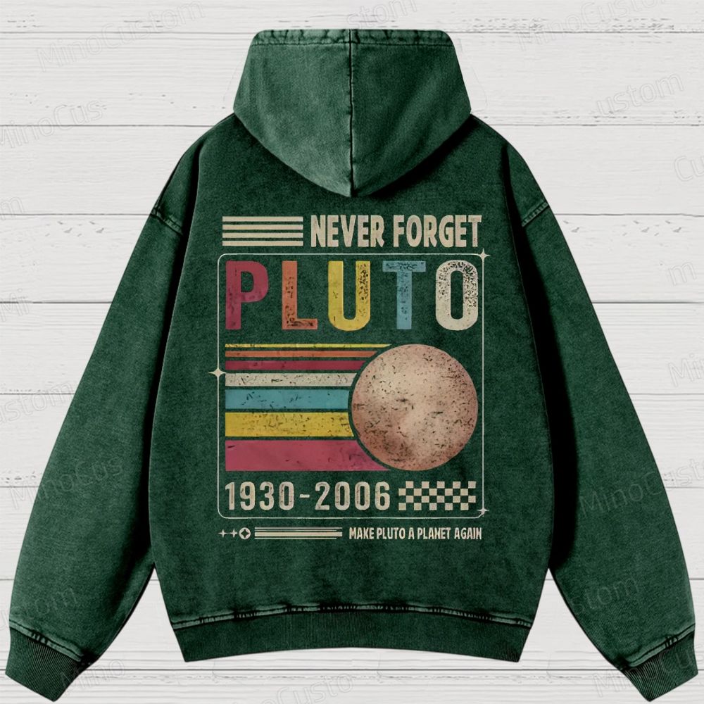 Never Forget Pluto Washed Hoodies 