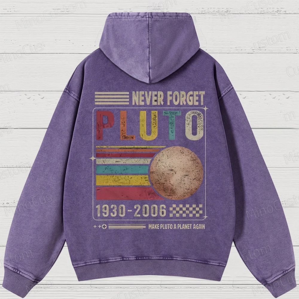 Never Forget Pluto Washed Hoodies 