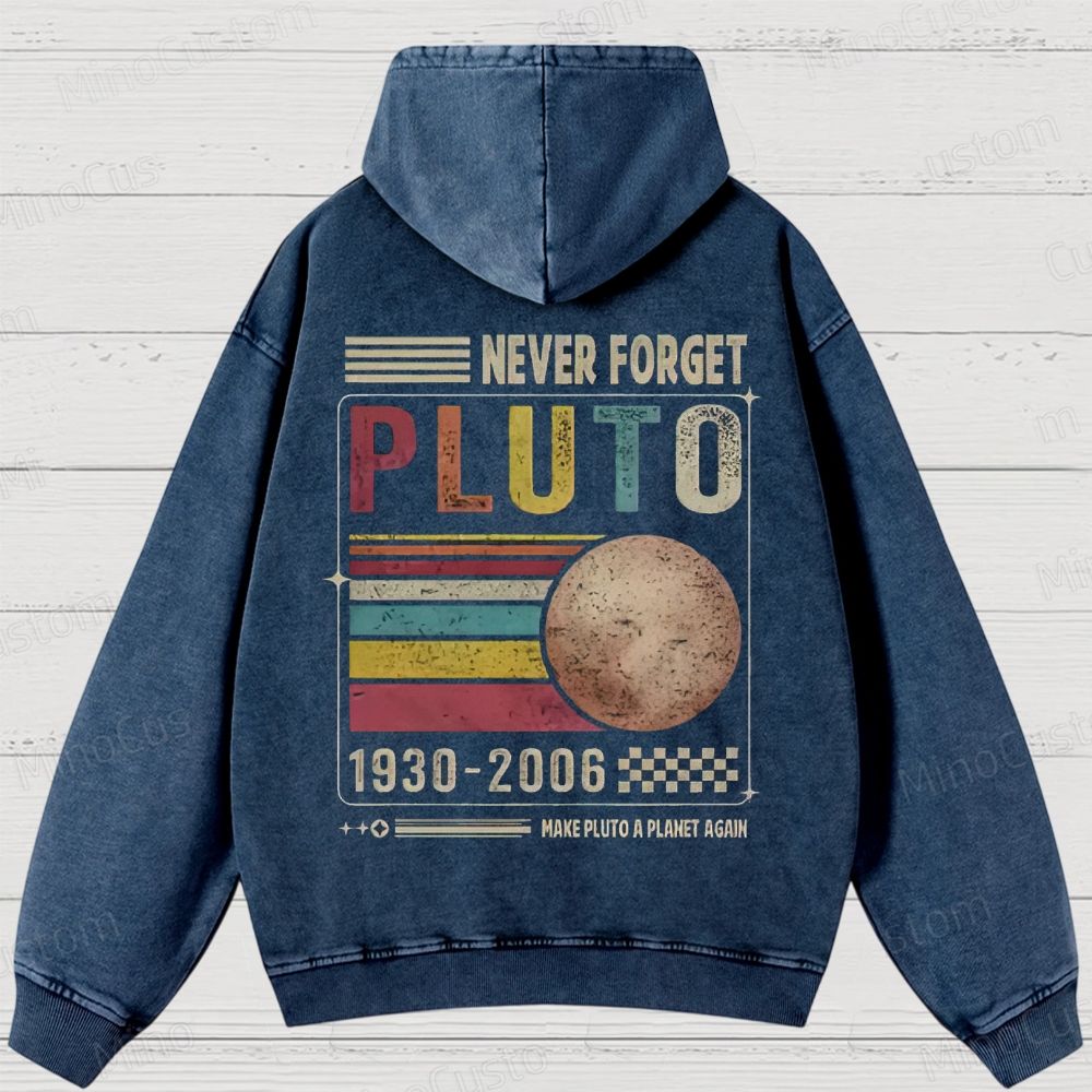 Never Forget Pluto Washed Hoodies 