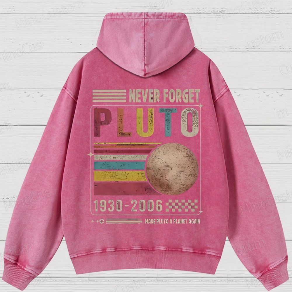 Never Forget Pluto Washed Hoodies 