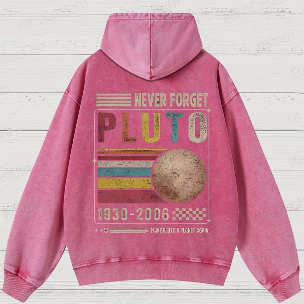 Never Forget Pluto Washed Hoodies 