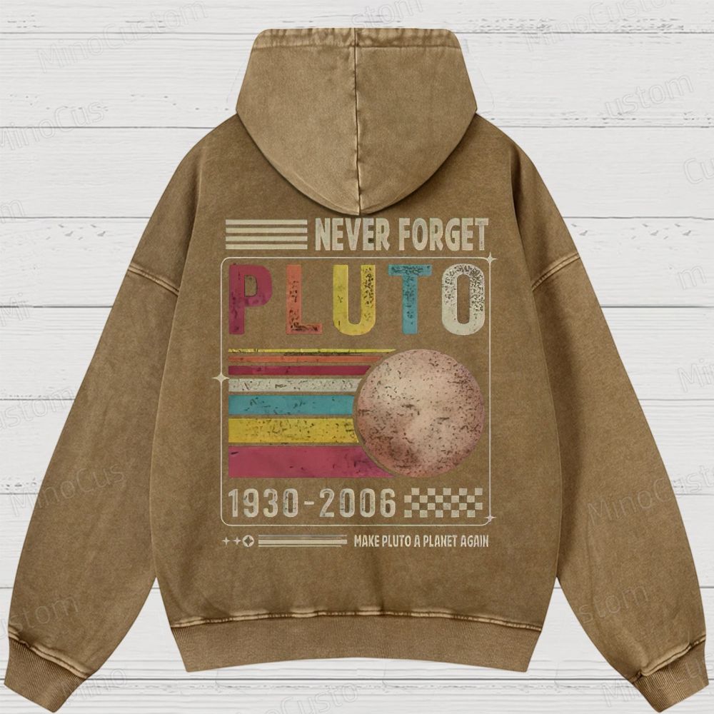 Never Forget Pluto Washed Hoodies 