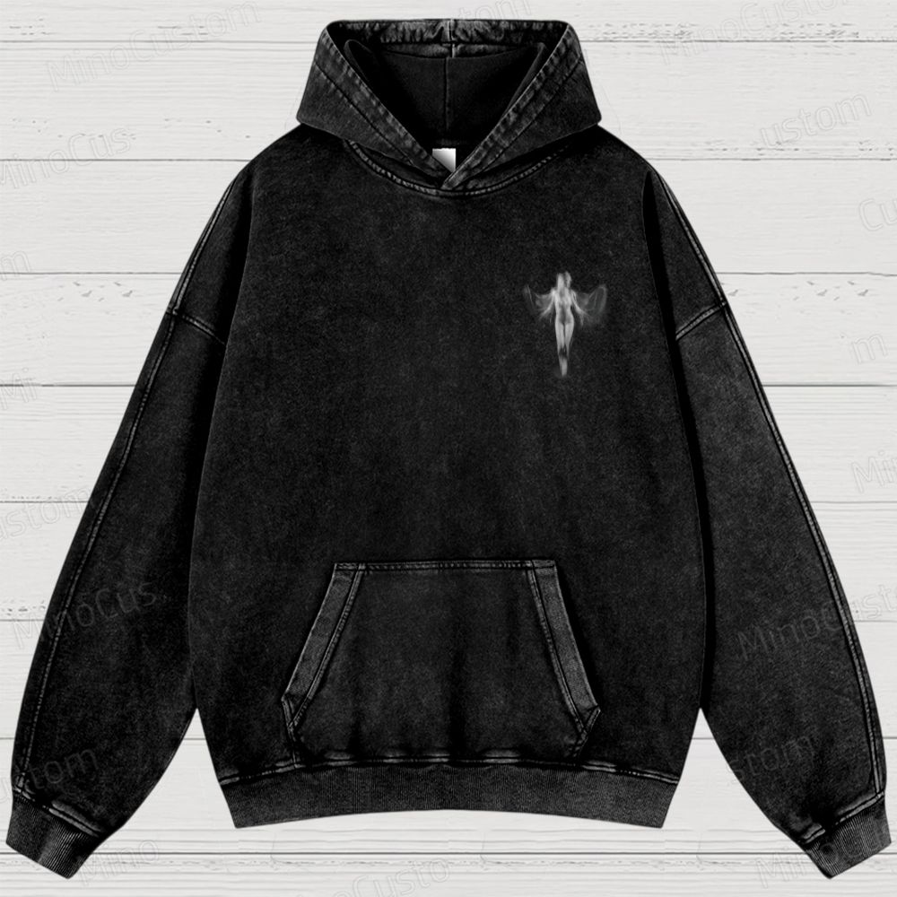 Fantasy Angel wings Printed Washed Hoodies 
