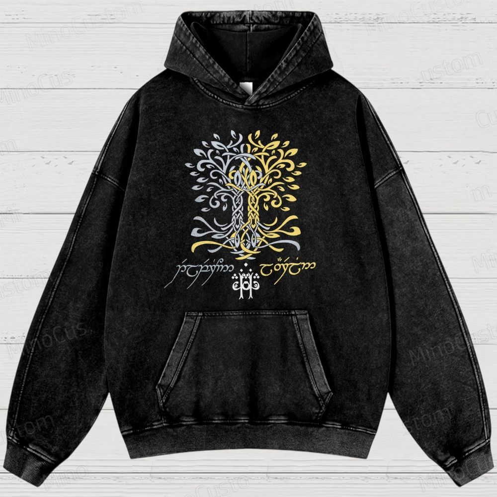 The Silmarillion Two Trees of Valinor Washed Hoodies