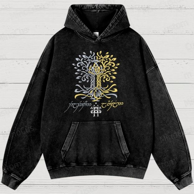 The Silmarillion Two Trees of Valinor  Washed Hoodies
