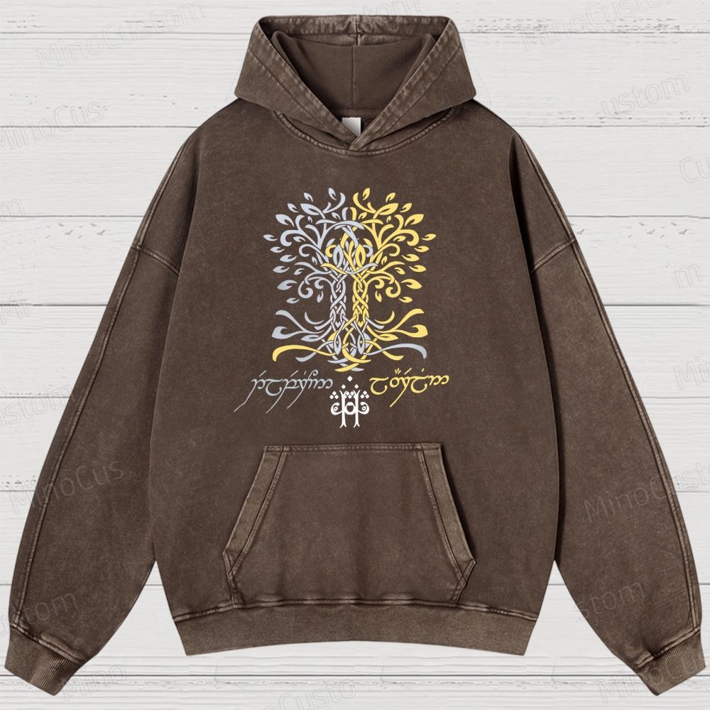 The Silmarillion Two Trees of Valinor  Washed Hoodies