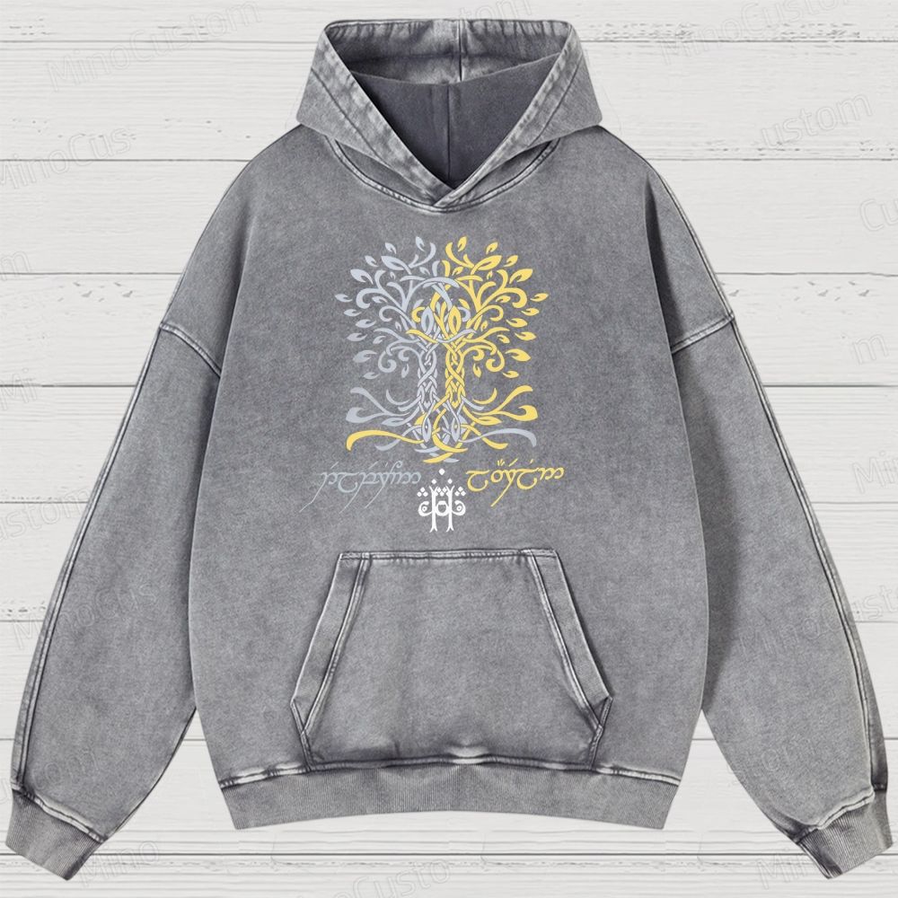 The Silmarillion Two Trees of Valinor  Washed Hoodies