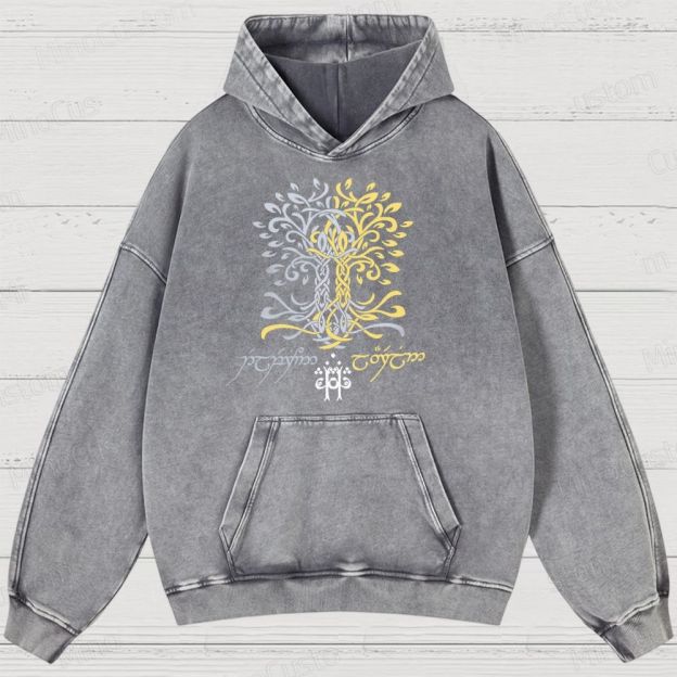 The Silmarillion Two Trees of Valinor  Washed Hoodies