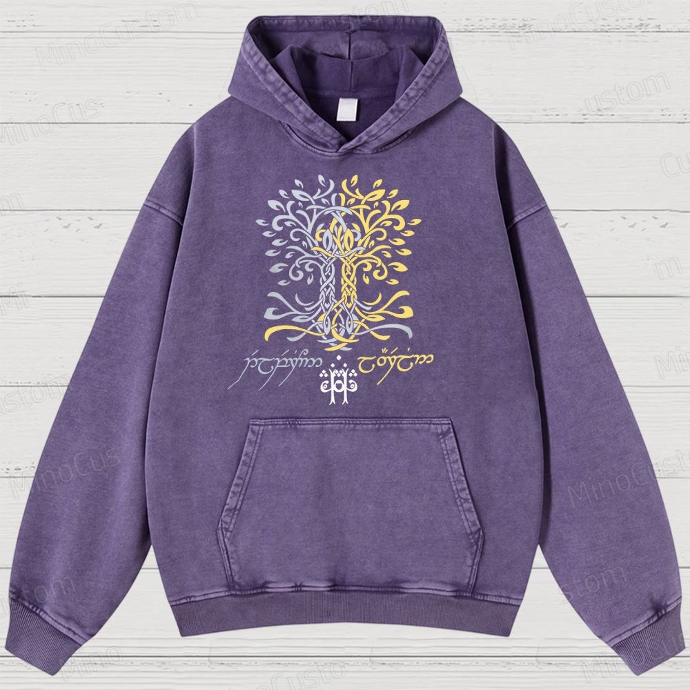 The Silmarillion Two Trees of Valinor  Washed Hoodies