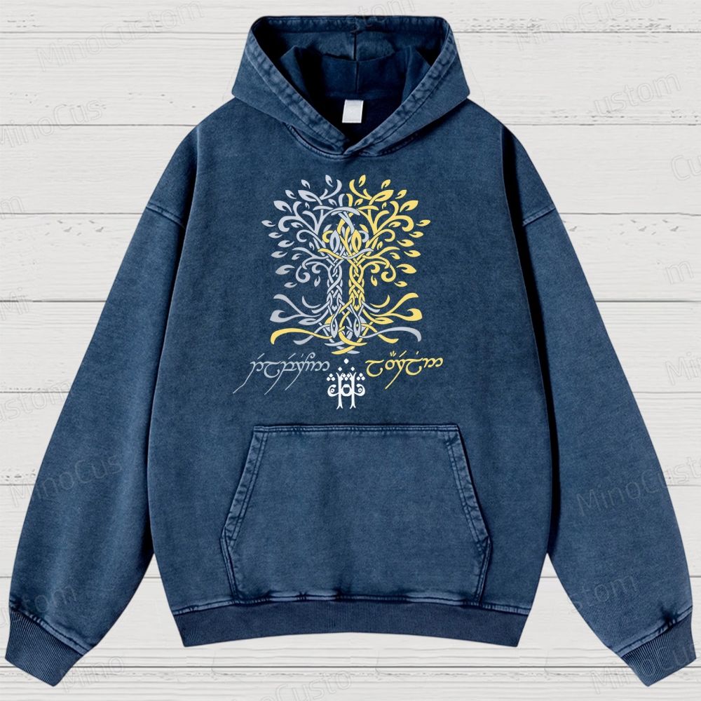 The Silmarillion Two Trees of Valinor  Washed Hoodies
