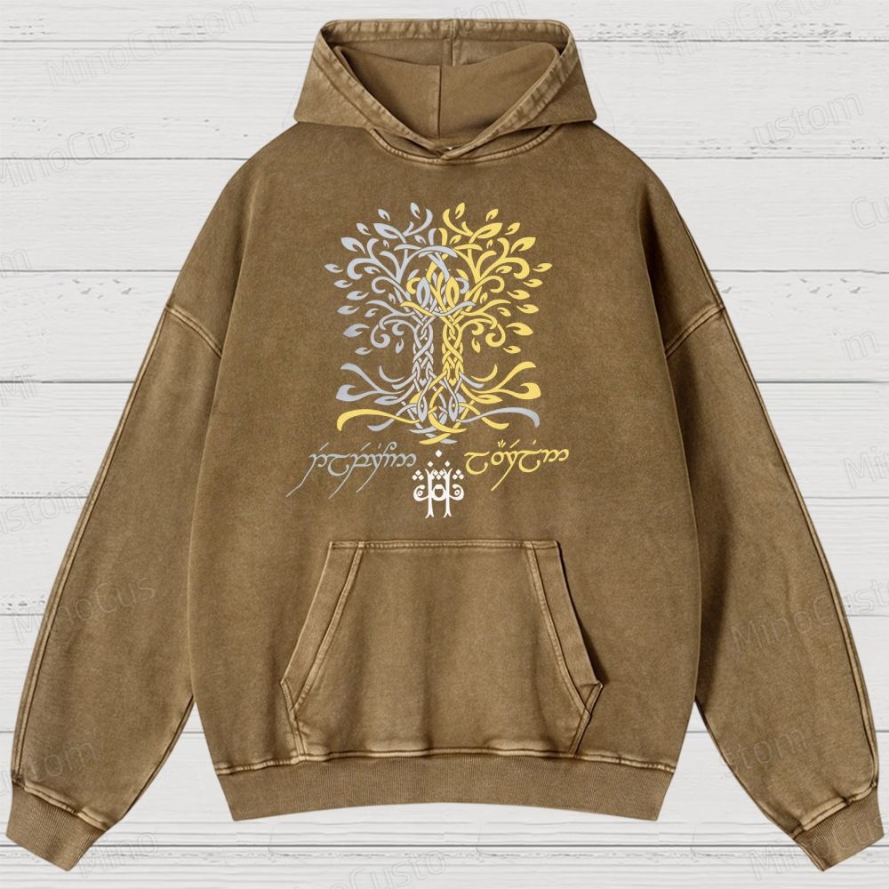 The Silmarillion Two Trees of Valinor  Washed Hoodies
