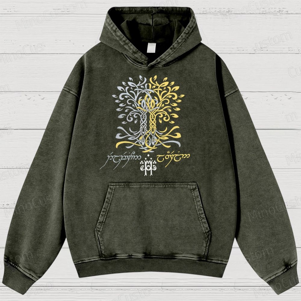 The Silmarillion Two Trees of Valinor  Washed Hoodies