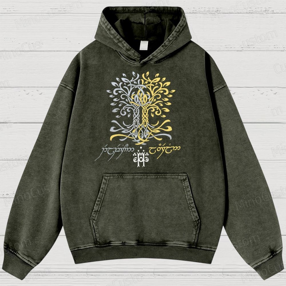 The Silmarillion Two Trees of Valinor  Washed Hoodies