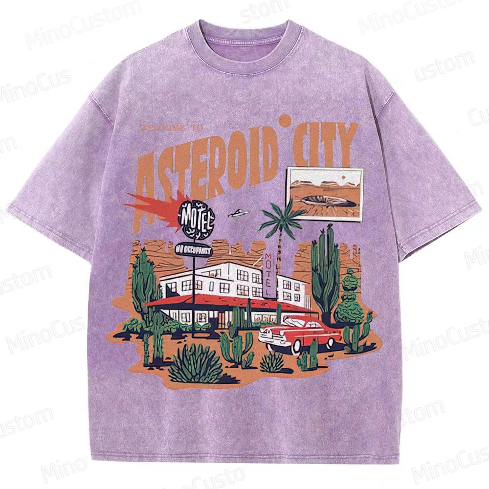 Vintage Washed Asteroid City Graphic Comedy - Drama T - shirt