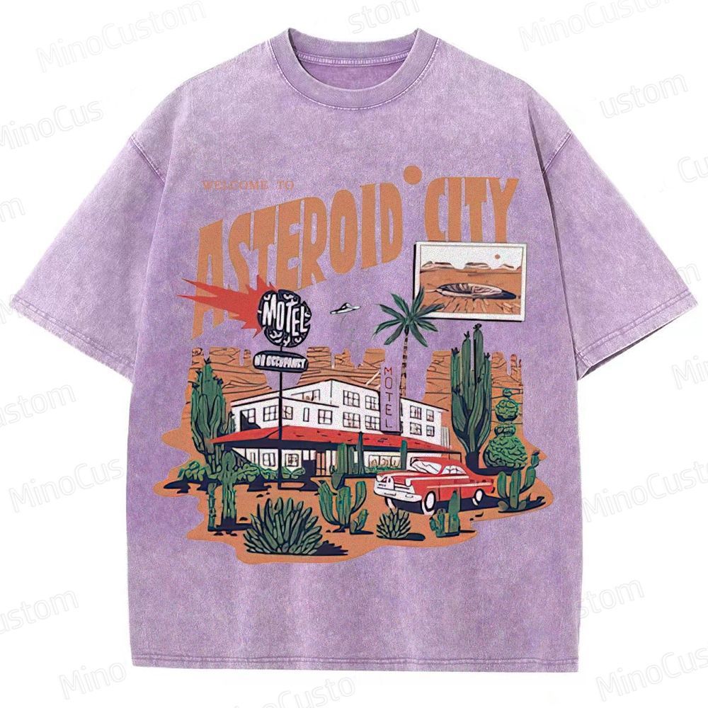 Vintage Washed Asteroid City Graphic Comedy - Drama T - shirt