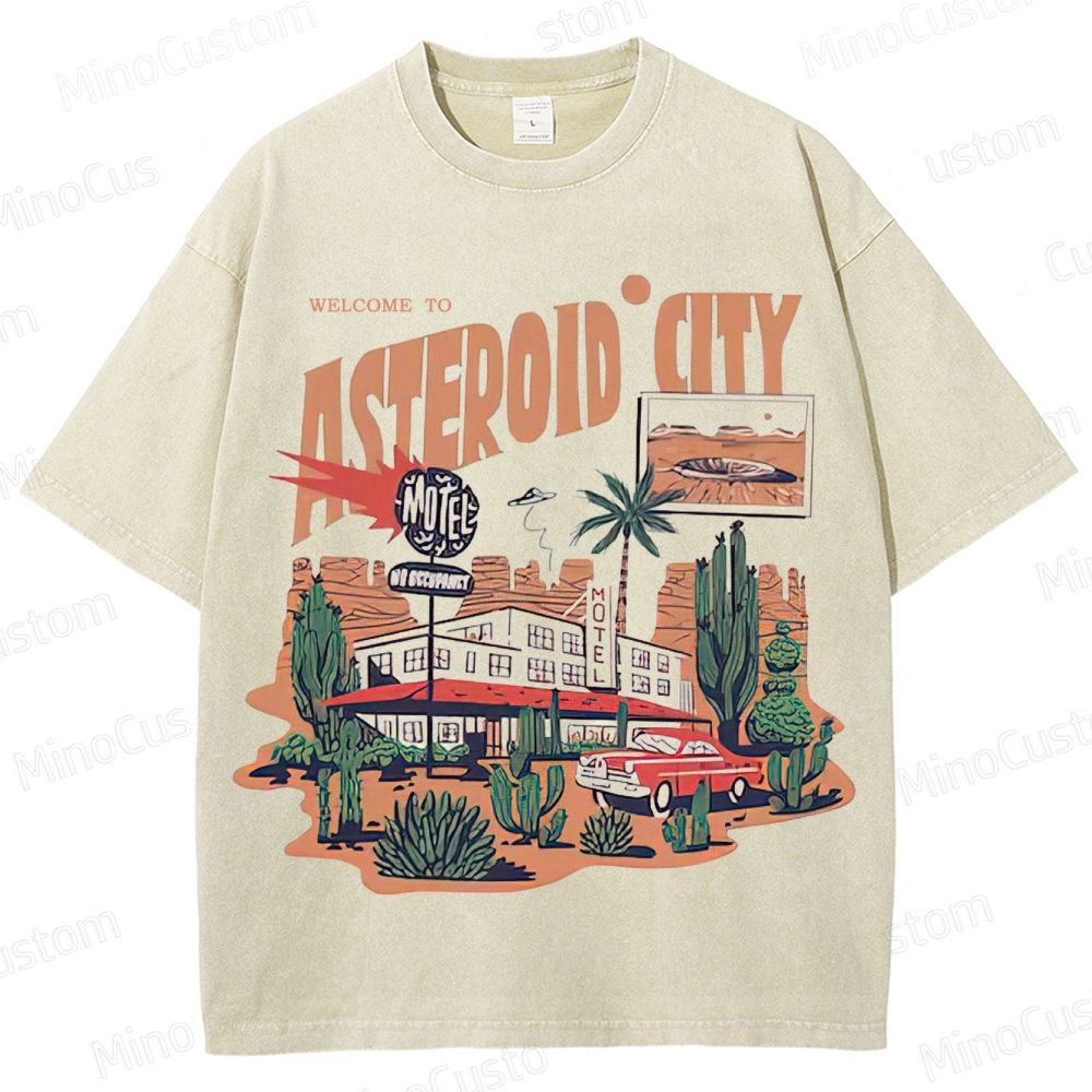 Vintage Washed Asteroid City Graphic Comedy - Drama T - shirt