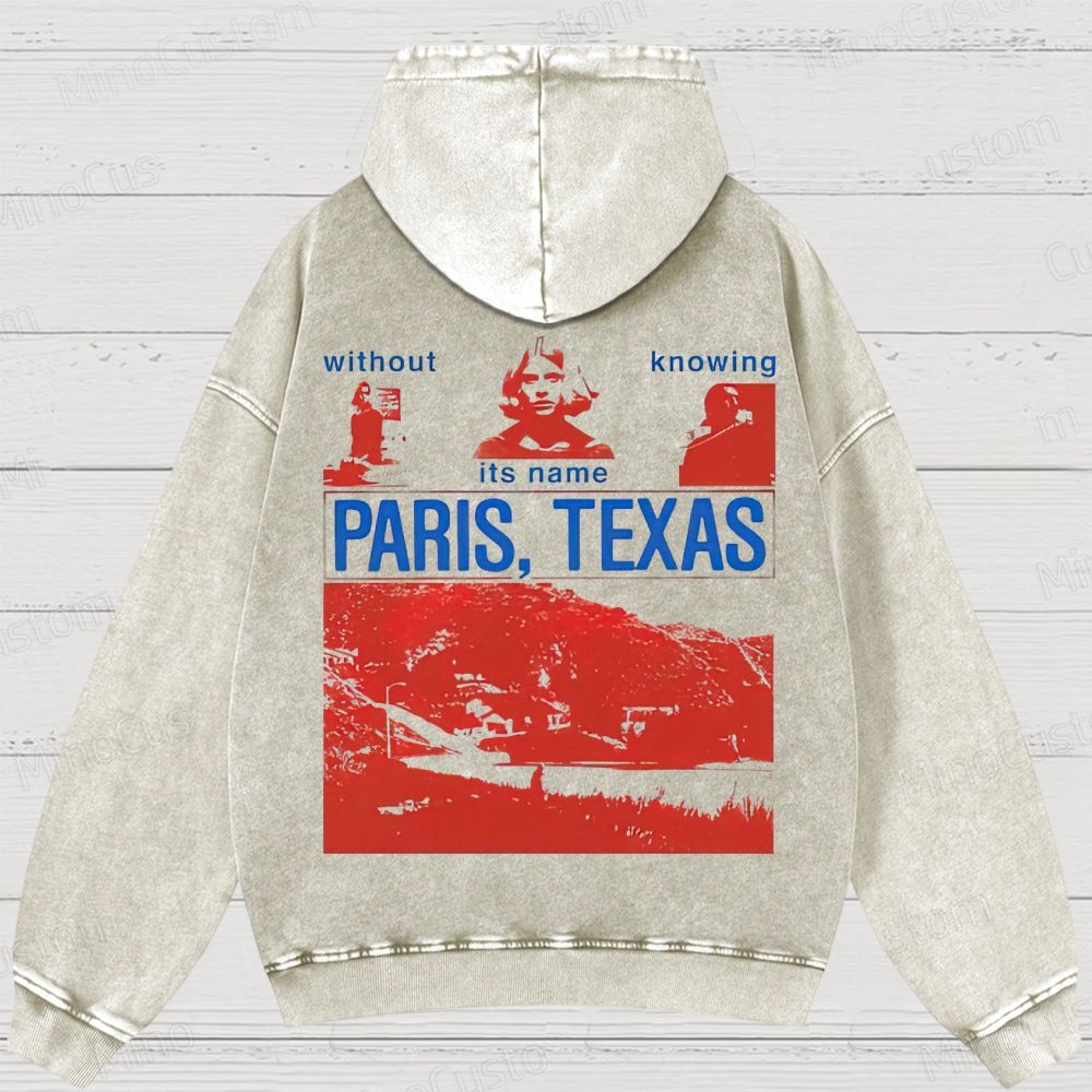 Vintage Washed Paris, Texas Graphic Drama Hoodie