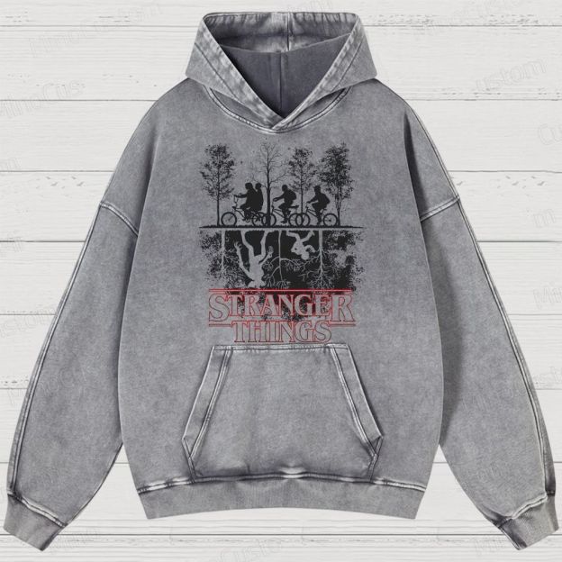 Vintage Washed Stranger Things Graphic Sci - Fi Horror Hoodie