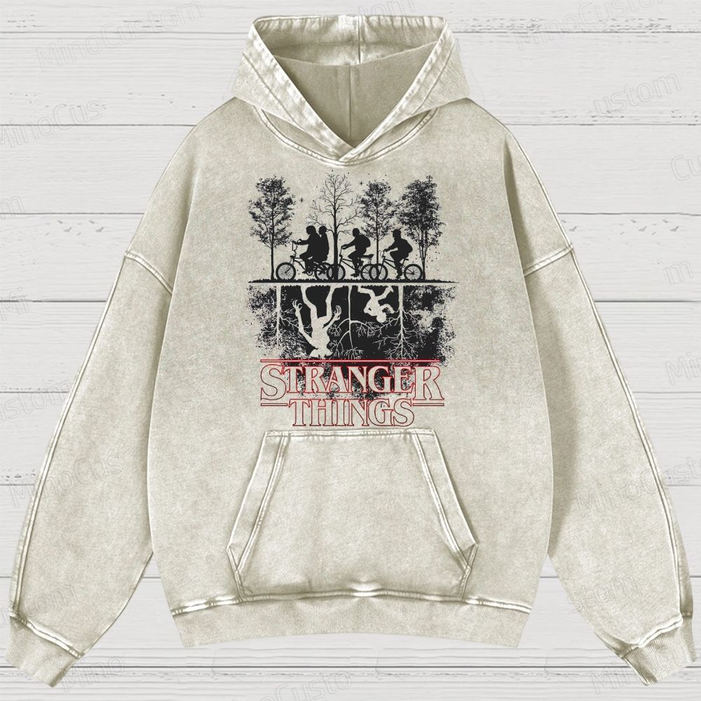 Vintage Washed Stranger Things Graphic Sci - Fi Horror Hoodie