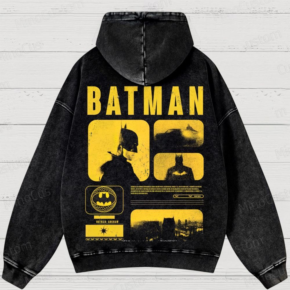 Vintage Washed The Batman Graphic Superhero Hoodie