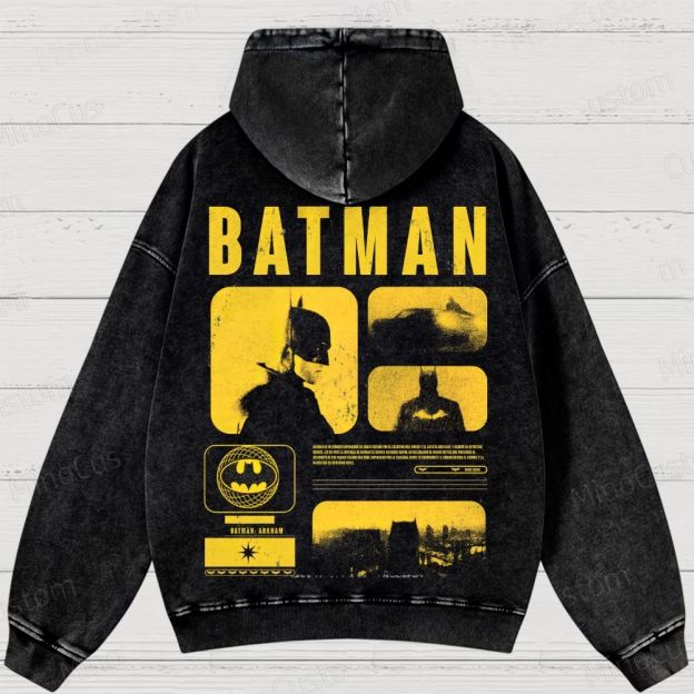 Vintage Washed The Batman Graphic Superhero Hoodie