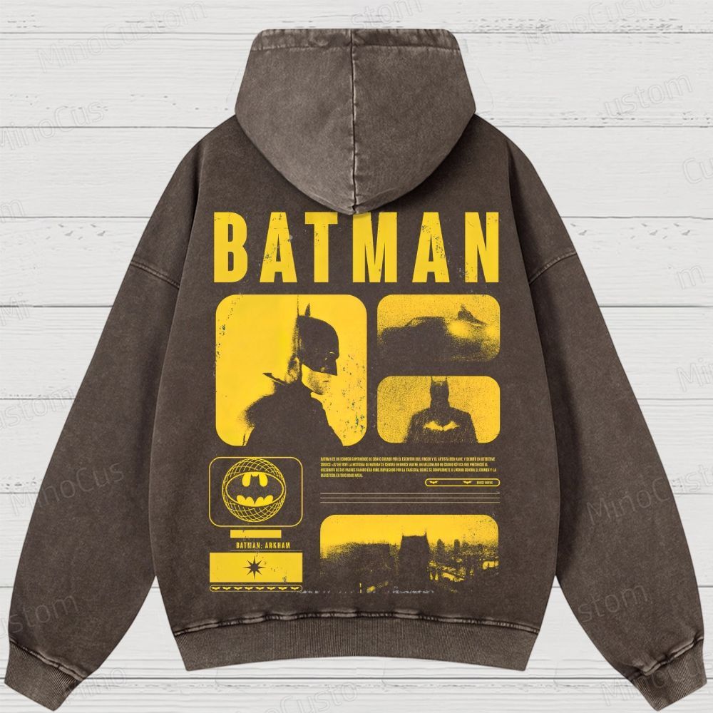 Vintage Washed The Batman Graphic Superhero Hoodie
