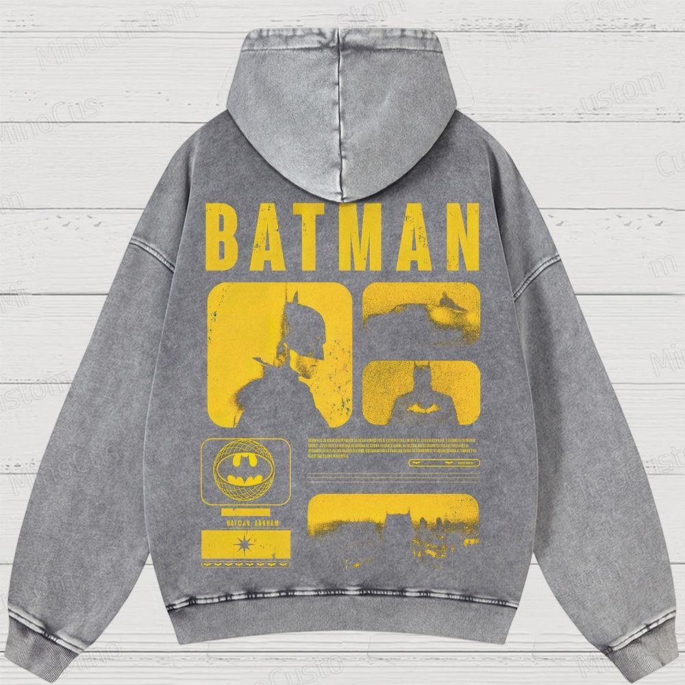 Vintage Washed The Batman Graphic Superhero Hoodie