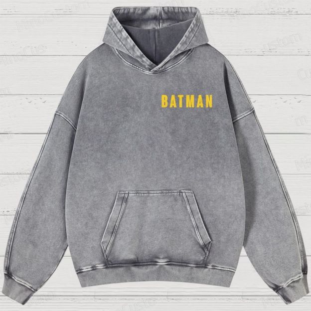 Vintage Washed The Batman Graphic Superhero Hoodie
