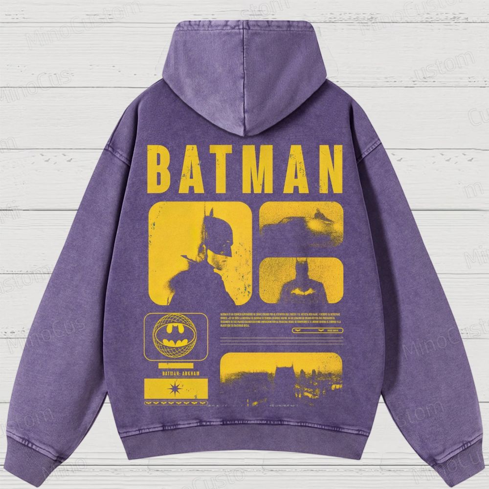 Vintage Washed The Batman Graphic Superhero Hoodie