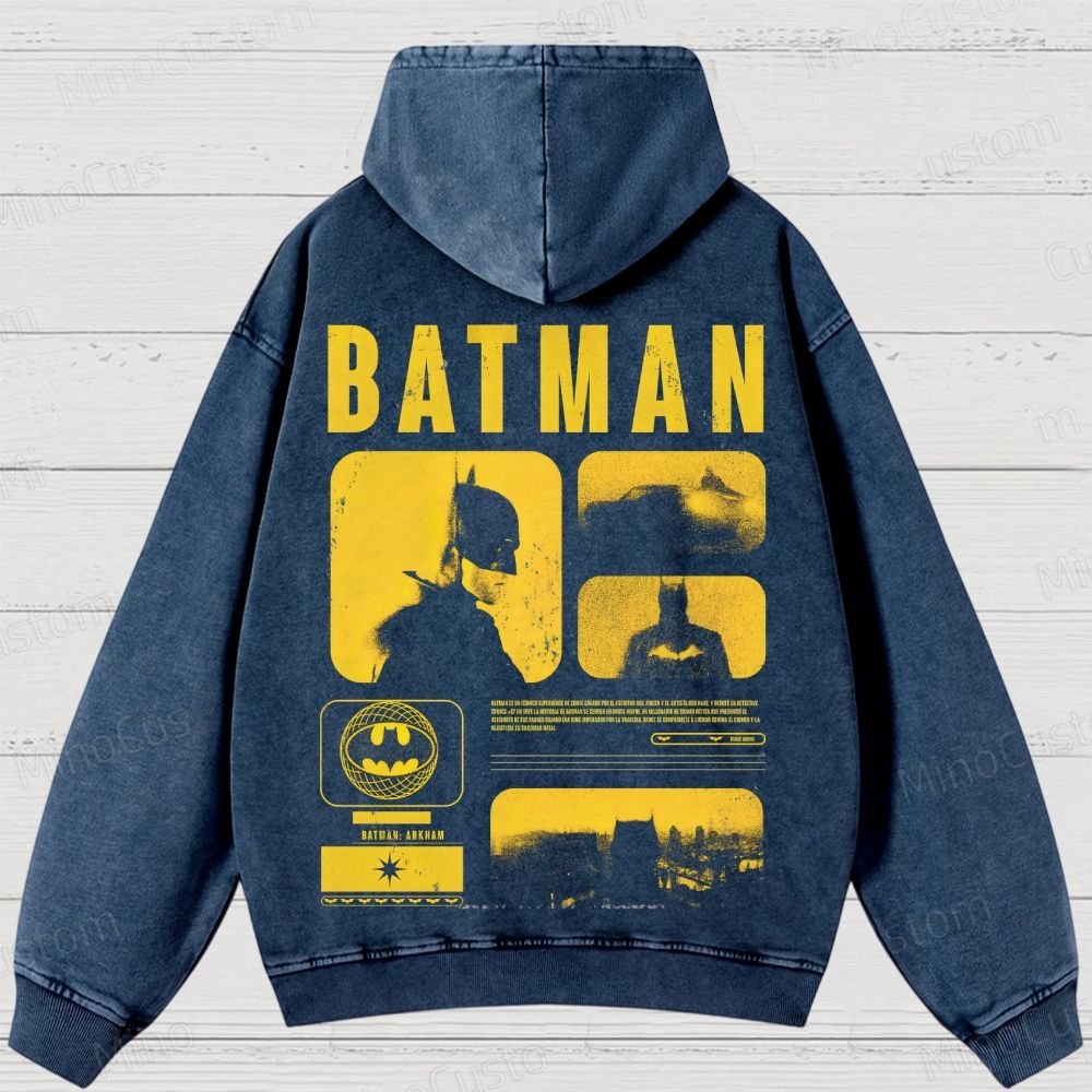 Vintage Washed The Batman Graphic Superhero Hoodie