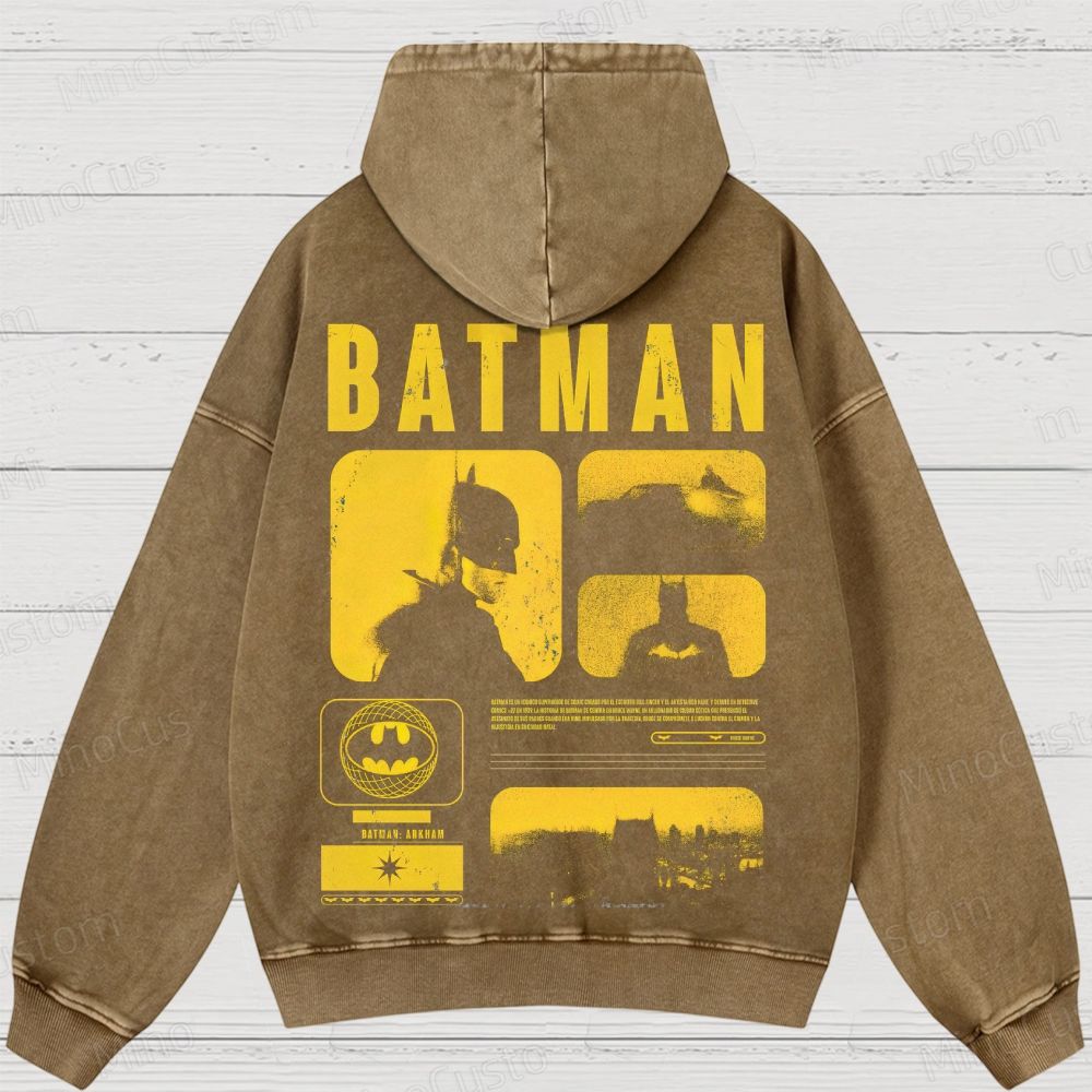Vintage Washed The Batman Graphic Superhero Hoodie