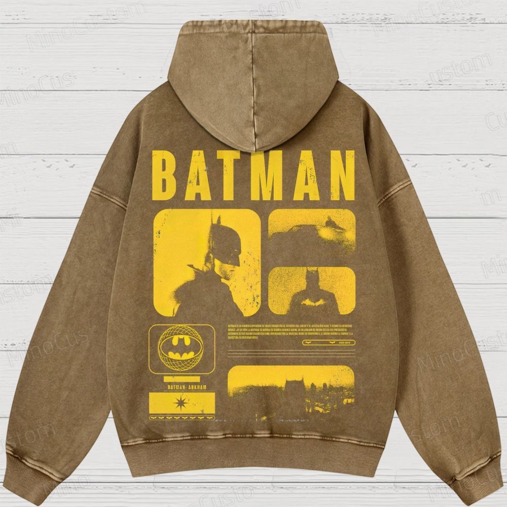 Vintage Washed The Batman Graphic Superhero Hoodie