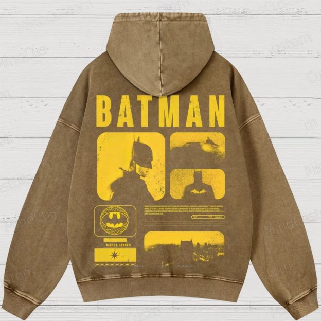Vintage Washed The Batman Graphic Superhero Hoodie