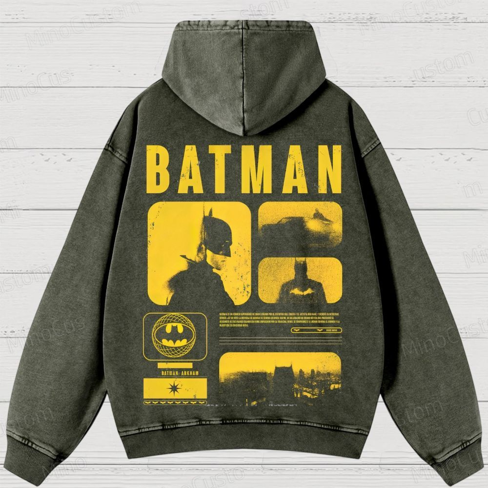 Vintage Washed The Batman Graphic Superhero Hoodie