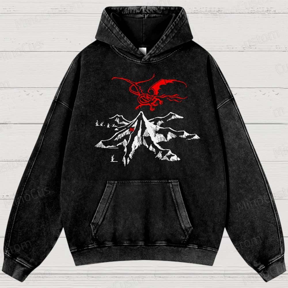 Vintage Washed The Lord of the Rings Graphic Fantasy Hoodie