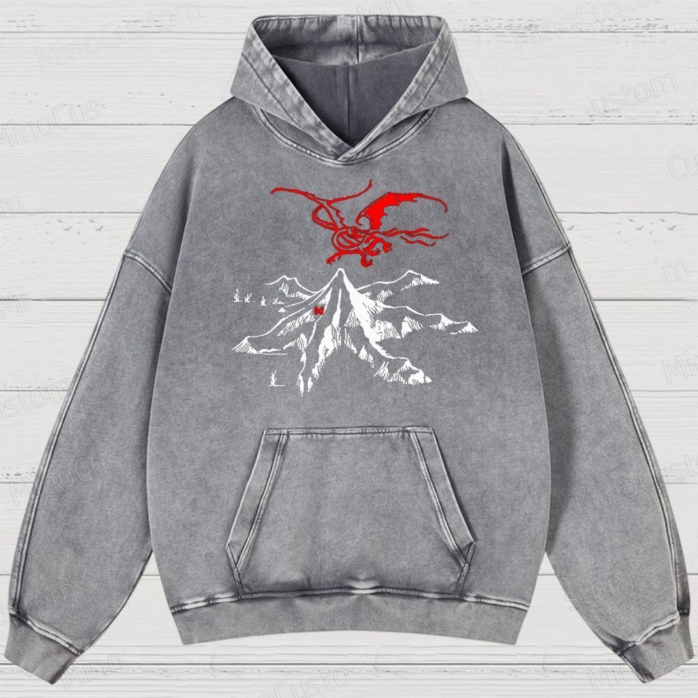 Vintage Washed The Lord of the Rings Graphic Fantasy Hoodie