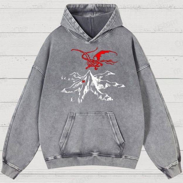 Vintage Washed The Lord of the Rings Graphic Fantasy Hoodie