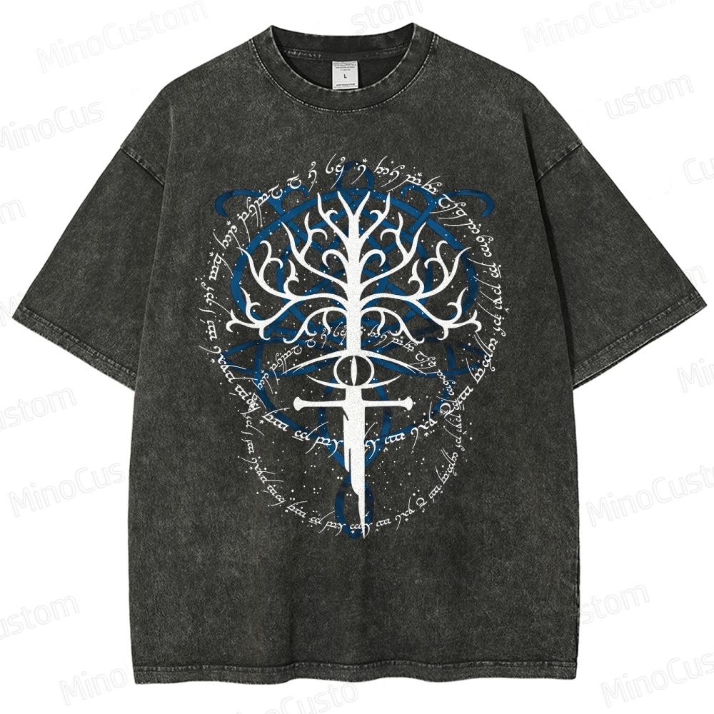 Gondor White Tree & Elvish Sword Washed T-Shirt 
