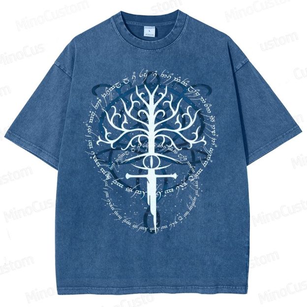 Gondor White Tree & Elvish Sword Washed T-Shirt 