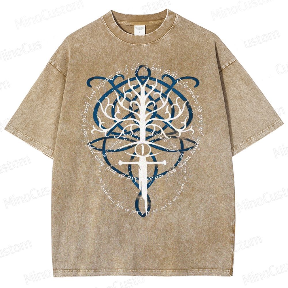 Gondor White Tree & Elvish Sword Washed T-Shirt 