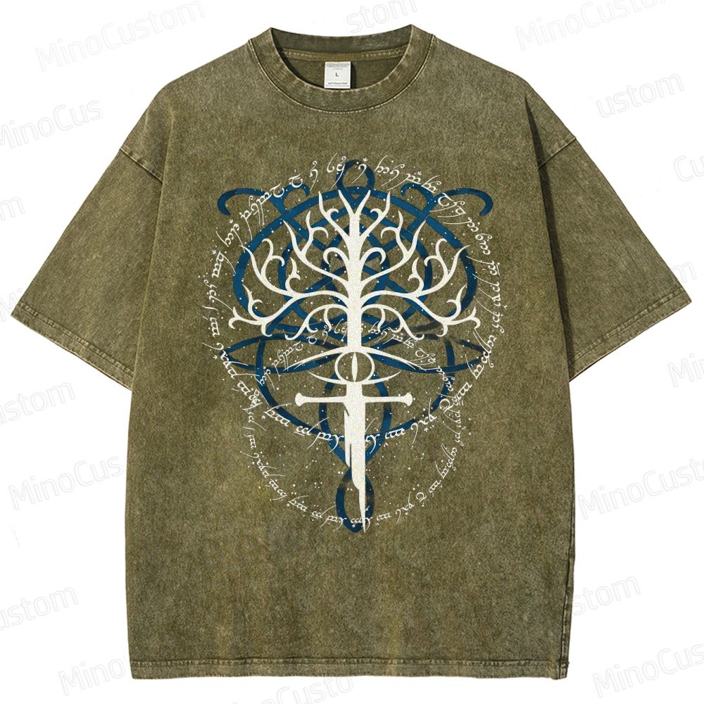Gondor White Tree & Elvish Sword Washed T-Shirt 