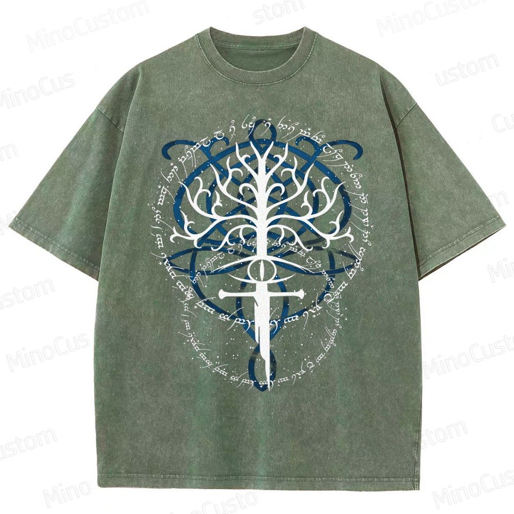 Gondor White Tree & Elvish Sword Washed T-Shirt 