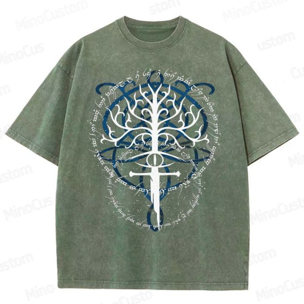 Gondor White Tree & Elvish Sword Washed T-Shirt 