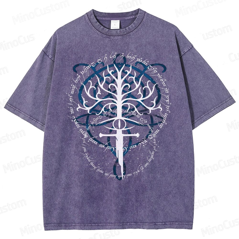 Gondor White Tree & Elvish Sword Washed T-Shirt 