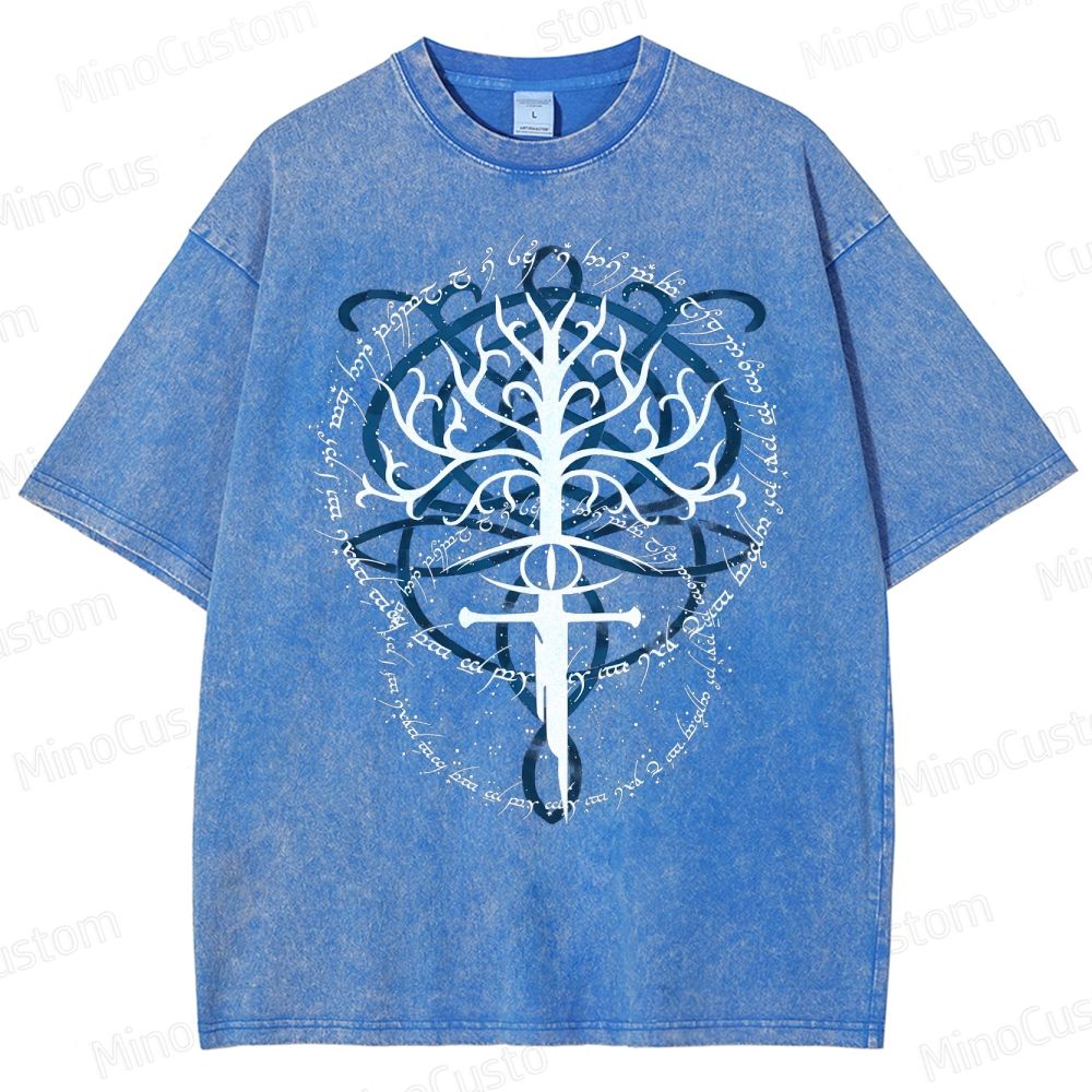 Gondor White Tree & Elvish Sword Washed T-Shirt 