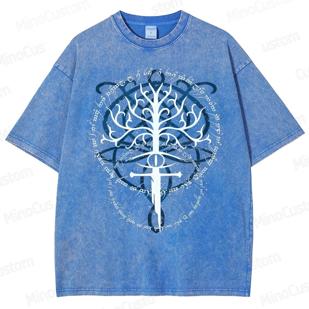 Gondor White Tree & Elvish Sword Washed T-Shirt 